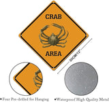 Warning Crab Area Metal Tin Sign Ocean Animal Caution Crossing Xing Street Sign Yellow Diamond Shape Funny Metal Sign For Indoor Outdoor Highway12x12in