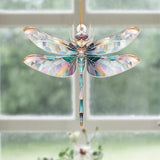Dragonfly Ornament Stained Glass Style – Acrylic Window Hanging Suncatcher, Car Rearview Mirror Charm, Whimsical Holiday Christmas Tree Ornament, Unique Dragonfly Gifts for Women, Mom, Teacher(Sun-13)