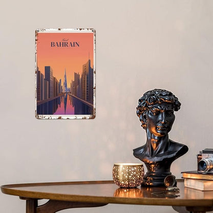 Patio Wall Decor Travel Bahrain 6 Vintage Signs Metal Bar Retro Home Wall Decor For Indoor And Outdoor Use,Happy And Funny Life Quotes 8X12inch