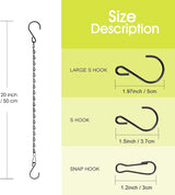 RIFNY 20 Inch Chain for Hanging Plants, Black Small Plant Chains for Hanging Baskets Kits with Hooks for Bird Feeders Planters Billboards Lanterns Wind Chimes Ornaments Outdoor Indoor Use (10 PCS)