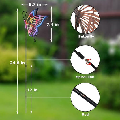 Butterfly Garden Stakes Decor Metal Yard Art Butterfly for Women Mom Ornaments Outdoor Decorative Patio Lawn Decor 4 Pack 24.8Inch (Colorful)