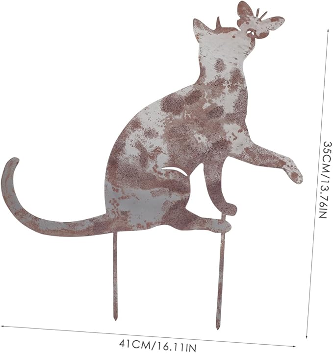 Milisten 1pc Iron Cat Lawn Ornament Stake Outdoor Decoration for Pathways and Gardens Rust-Resistant Cat Statue Charming Decor for