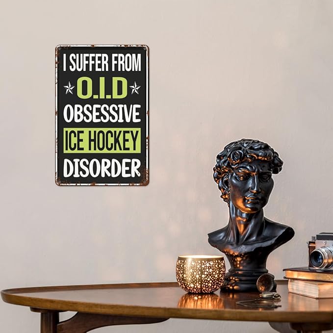 patio wall decor Obsessive Love Ice Hockey vintage signs Man Cave Bathroom Wall Decor Retro Metal Sign for Home,Office,Yard,Garage,or Man Cave Funny Quotes & Life Inspiration 8X12inch