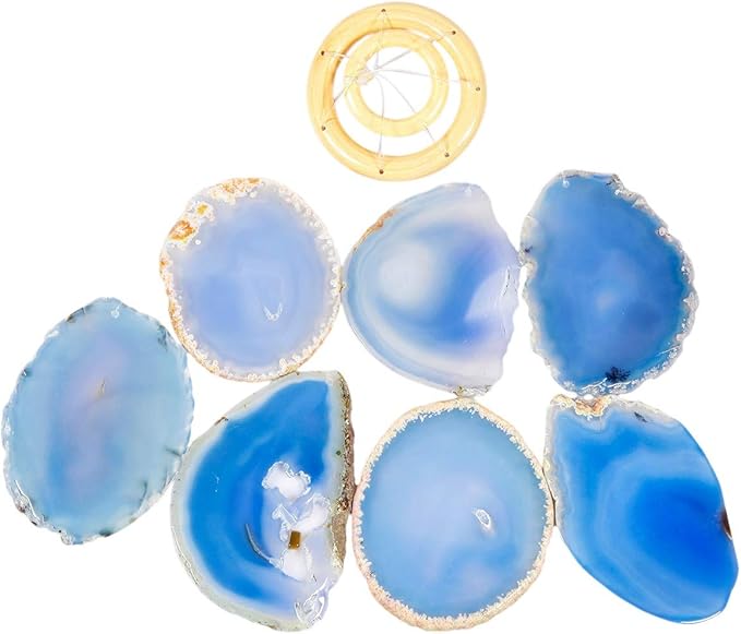 rockcloud Agate Slices Geode Wind Chime Home Garden Decoration Figurine, 28-33 inches