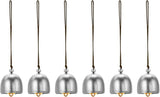 PATIKIL 6 Pcs Wind Chime, Hanging Bells Temple Bells Retro Outdoor Hanging Metal Chinese Wind Chime Round for Outside Garden Camping, Silver Brown