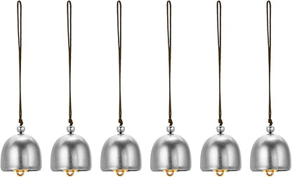 PATIKIL 6 Pcs Wind Chime, Hanging Bells Temple Bells Retro Outdoor Hanging Metal Chinese Wind Chime Round for Outside Garden Camping, Silver Brown