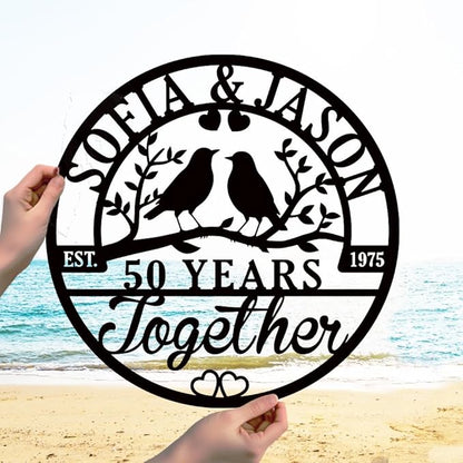 efcustomgifts Custom Wedding Anniversary Couples Gift - 50th together Iron Metal signs, Heart Decoration Gift for Her and Him, 1st to 50th or 60th Anniversary