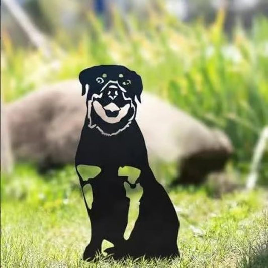 Dog Style Metal Puppy Silhouette Garden Statues French Bulldog/Doberman Pinscher Backyard Lawn Stakes, Festival Decorations & Yard Decor Iron Art (I)