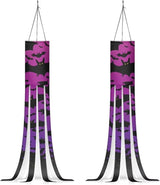 Halloween Purple Black Bat Windsock 2 Pieces Front Yard Patio Lawn Garden Party Decor Halloween Spooky Horror Decoration Machine Washable