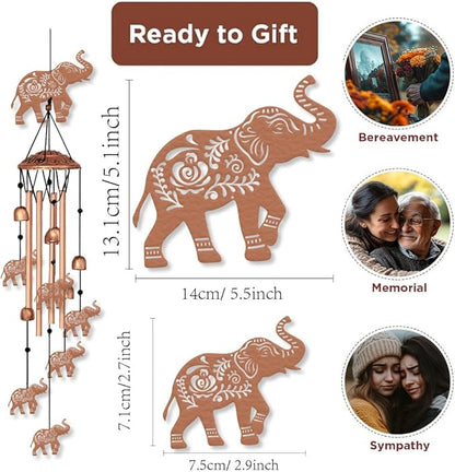 ORIGACH Elephant Wind Chimes Metal Wind Chimes for Outside Gifts for Women Mom Grandma Deep Tone Suitable for Outdoor, Indoor, Balcony, Garden, Courtyard, Porch, 30-Inch Long