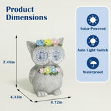 Outdoor Solar Garden Statue, Dynamic LED Light with Flower Sculpture, Art Decor for Patio Porch Lawn Backyard, Housewarming Gifts for Women (Stone Owl)