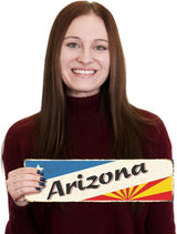 SmartSign 4 x 14 inch Arizona State Vintage Metal Sign, 40 mil Rustproof Aluminum with Clear Overcoat, Retro Wall Décor, Multicolor, Made in USA