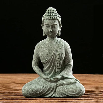 Mini Buda Meditating Buddah Statue-Natural Sandstone Stone -Handmade for Zen Garden Fish Aquarium Tank Yoga Bonsai Micro Landscape Spiritual Fengshui Praying Shui Chakra Decor (Meditation A)