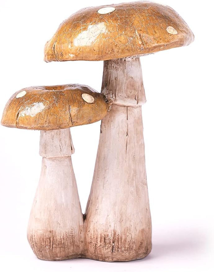 SEINHIJO Mushroom Statue Fairy Garden Decor Outdoor Figurine Polyresin Patio Gift 7.1 Inch