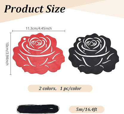 ORIGACH 2 Pcs Red and Black Metal Replacement Wind Catcher, Wind Chime Parts Replacement with 16.4 FT Nylon Cord, Metal Wind Chime Replacement Sail for Sympathy Wind Chimes, Rose