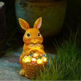 Garden Rabbit Statue Solar Light Outdoor Decorations Rabbit Figurine Light for Outdoor Patio Balcony Yard Porch Lawn for Women Mom Grandma Family Friend