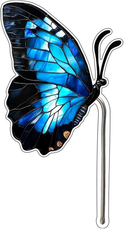 Bird Butterfly Flower Plant Pot Stake Decoration, 4.7 Inch 2D Colorful Acrylic Bird Butterfly Garden Ground Insert Decor, Outdoor Yard Lawn Pathway Patio Art Ornaments, Gifts for Mom (N)