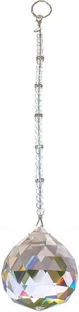 Hidden Hollow Beads Crystal Suncatcher Rear View Mirror 30mm Hanging Ornament Rhinestone Beaded Design Indoor Window & Home Décor (1-30mm Crystal)