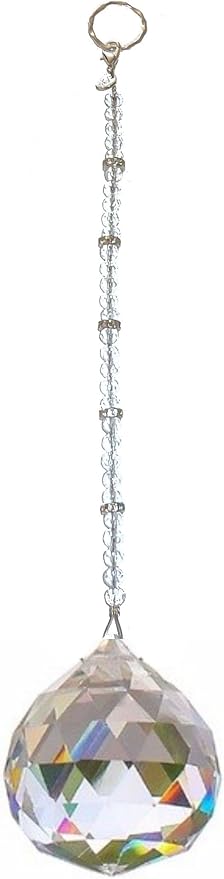 Hidden Hollow Beads Crystal Suncatcher Rear View Mirror 30mm Hanging Ornament Rhinestone Beaded Design Indoor Window & Home Décor (1-30mm Crystal)