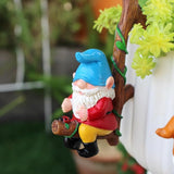 Set of 3 Cute Climbing Gnome Figurines Flower Pot Hugger, Resin Hanging Gnomes Statue Outdoor Decor Fence Ornaments for Patio Lawn Garden Yard (Swing Gnome)