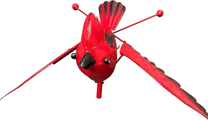12 Feet Tall Rustic Three Cardinal Birds Large Swaying Garden Stake, Metal Animal Wind Sculpture Decorative Yard Art