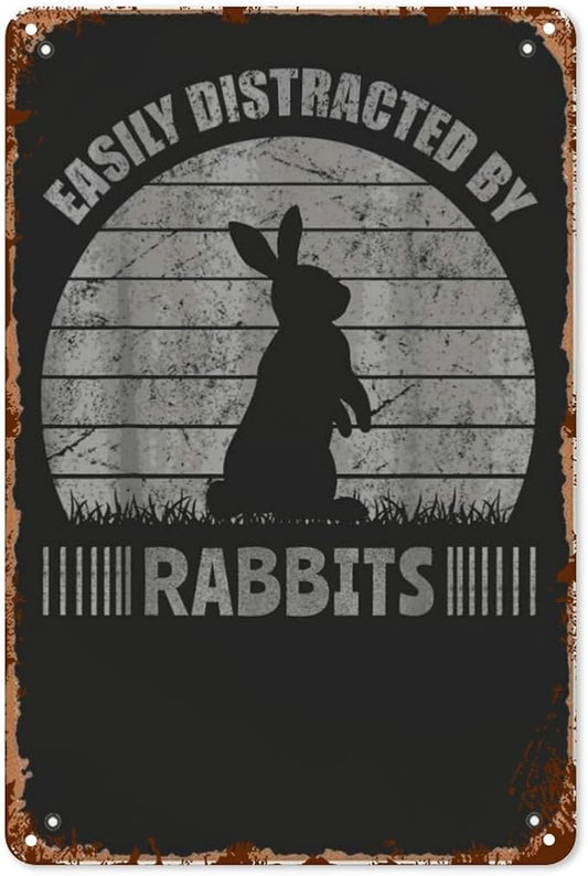 Patio Wall Decor Farmer Rabbit Vintage Signs Metal Club Indoor & Outdoor Wall Decor Cute,Funny,Inspiring Plaques For Home,Office,Yard,Bathroom 8X12inch