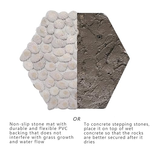 12 inch River Rock Stepping Stone - Pavers for Outdoor Garden Walkway, Landscaping - Polished Pebble Step Stones for Patio Yard Lawn Pathway, Set of 6 (Hexagon,White)