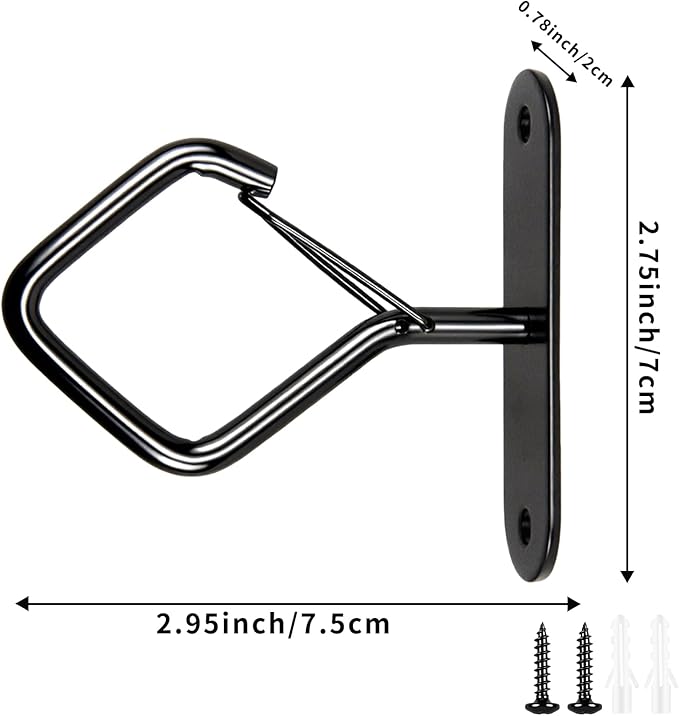 Black Ceiling Plant Hooks with Safety Buckle, Heavy Duty Metal Hangers for Indoor Outdoor, 6 Pack, Hanging Plants Wind Chimes Bird Feeders