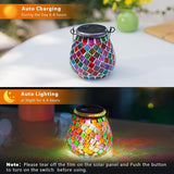 Stargarden 2 Pack Mosaic Solar Lanterns Outdoor Waterproof, Colorful Glass Hanging Lantern Decorative Solar Lights for Yard, Patio, Lawn, Gaden Decor