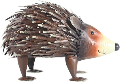 Lifelike Hedgehog Metal Sculpture – Painted Iron Animal Statue for Indoor/Outdoor Garden & Floor Decor, 33cm