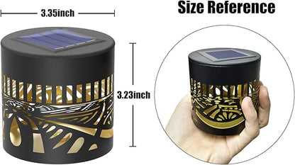 gardencave 2 Pack Solar Fence Lights Metal Solar Powered Outdoor Wall Deck Lights Lotus Theme Waterproof Fence Light for Garden Post Patio Backyard Yard Decor (Lotus, 2 Pack)