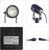 APONUO Metal Solar Spot Lights Outdoor with 9.8ft Cable Solar Powered Landscape Lighting Low Voltage IP65 Waterproof Auto On/Off for Outside Garden Yard Landscape Pathway Garage-Cool White(2-in-1)