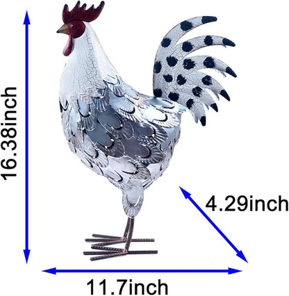 Rooster Statue Chicken Animal Sculpture Garden Decoration Metal Yard Art for Patio Lawn Backyard Outdoor Decoration