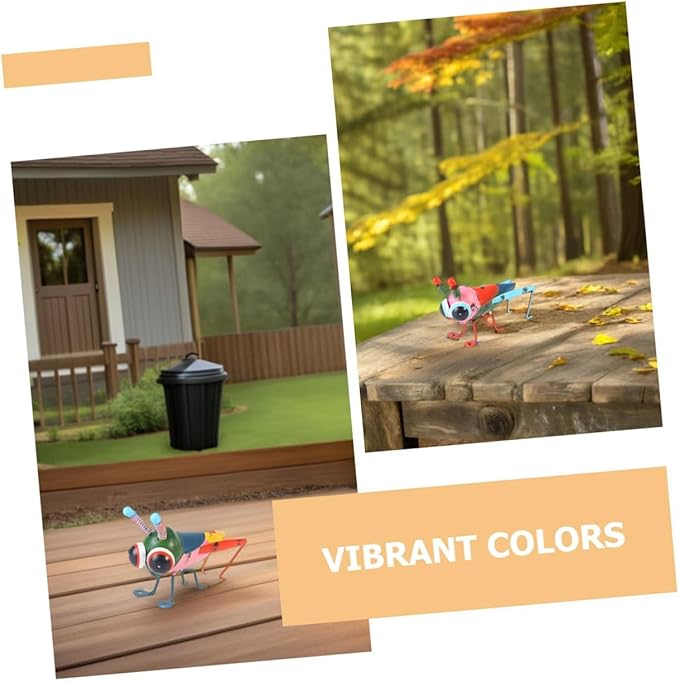 Holibanna 3pcs Colorful Iron Art Locust Figurines Portable Lightweight Metal Insect Statues for Garden Lawn Patio Decor Stylish Indoor Outdoor Sculpture with Natural Aesthetic