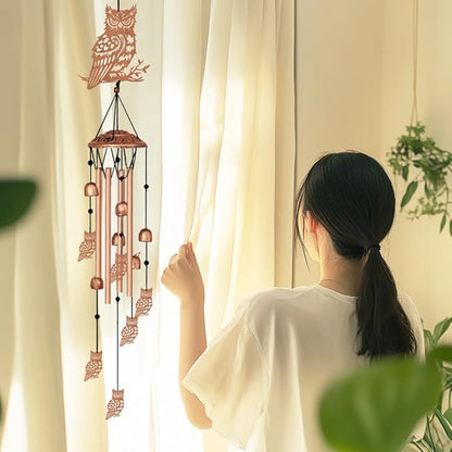 Large Aluminium Wind Chimes 33" Outdoor Deep Tone Memorial Wind Chime with Owl Wind Catcher, Sympathy for Loss of Loved Mom Father,Metal Wind Chimes for Garden Patio Balcony Home Decor
