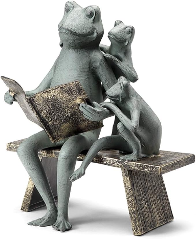 SPI Home Reading Frog Family Cast Aluminum Garden Sculpture Outdoor Decor