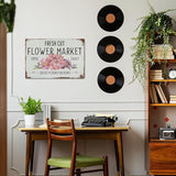 YOYI ART Fresh Cut Flowers Sign - Vintage Farmers Market Decor, Flower Shop Metal Tin Sign for Garden, Home, Cave Garage Bar Art Plaque Wall Decoration, 12 x 8 inch