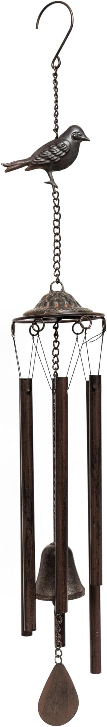 Wind Chimes for Outside – Memorial Wind Chimes for Loss of Loved One, Sympathy Gifts for Mom – Rustic Metal Garden Decor with Bird & Bell for Patio, Porch, Yard (Bronze, 29.5 Inch)