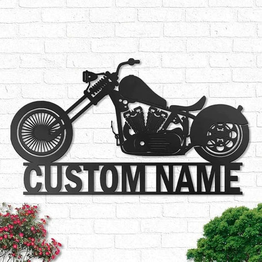 Custom Motorcycle Metal Sign Personalized Metal Art, Customized Family Name Wall Decor, Rustic Home Decor, Monogram Wall Sculpture, Porch Decorations Outdoor/Gift-889