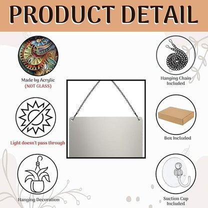 Winter Snowflake Acrylic Suncatcher - Faux Stained Glass Indoor Window Hanging Ornament, Outdoor Sun Catcher Panel, Home Decor Gift for Winter Lovers