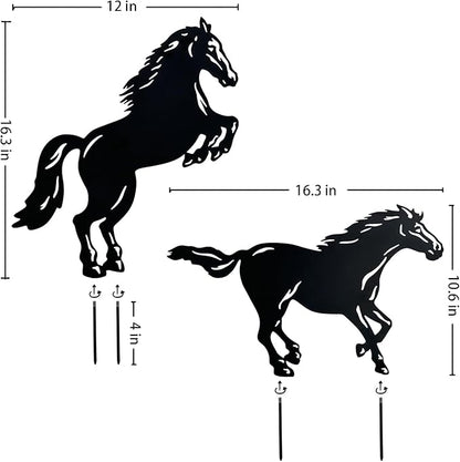 TIGGSY Horse Metal Decorative Garden Stakes Horse Gifts for Women/Men Horse Lovers Gifts Silhouette Statues for Yard Art, Outside, Patio, Outdoor Decor, Garden Decorations, Lawn Ornaments