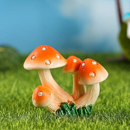 DIYOMR 5pcs Mushrooms Figurines, Creative Resin Mushroom Series Fairy Garden Accessories Craft Indoor Outdoor Decor