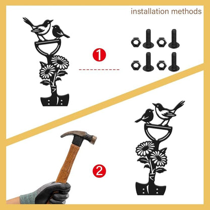 SUPERDANT Metal Garden Stake Bird Flower Silhouette Matte Black Powder Coated Iron Yard Art Decorative Plant Lawn Patio Courtyard Farmhouse Decoration Gift