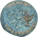 Roman Bronze Blue Patina Decorative Stepping Stone, Resin, Outdoor Decoration (9-inch Height, Grateful)