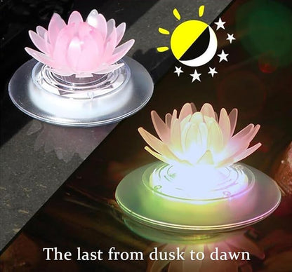 pearlstar Solar Pond Lights Waterproof LED RGB Solar Floating Lights Swimming Pool Pond Floating Night Light Decorations (1 Pcs Lotus)