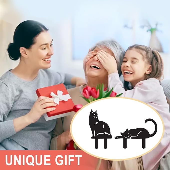 for Women Cat Metal Decorative Garden Stakes Cat Unique Gifts for Men Silhouette Statues for Yard Art, Outside, Patio, Outdoor Decor, Garden Decorations, Lawn Ornaments