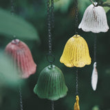 Set of 2, Japanese Traditional Lucky Small Wind Chimes for Outside, Iwachu Cast Iron Bless Wind Bell Memorial Wind Chimes Outdoor for Good Luck Garden, Patio, Balcony(Yellow and White Leaf