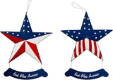 Rustic Metal 3D Barn Americana Stars Patriotic Wall Decoration American Flag Wall Star July 4th Country Americana USA Star with God Bless America Sign