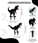 Large 14.56" Metal Garden Decor, 2 Pack Weather-Proof Dinosaur Statue, Dino Silhouette Garden Sculptures & Statues Stakes for Outdoor Lawn, Patio, Flower Beds, Ideal Gardening & Country Gifts