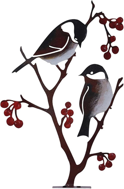 Wrought Iron Bird Decoration Metal Iron Art Animal Bird Hanging Ornaments Cute Bird Art Iron Sculpture Creative Outdoor Silhouettes Garden Crafts for Garden (Grey)
